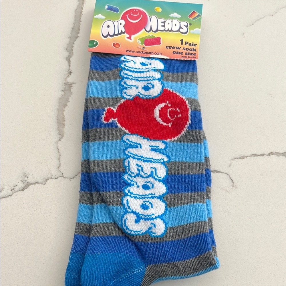 Blue and Gray Striped Crew Socks